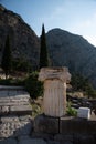 Ã¢â¬â¹Remains of ionic column at ancient Delphi site, Greece, Peloponnese Ã¢â¬â¹ Royalty Free Stock Photo